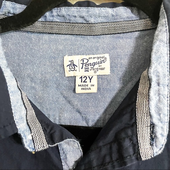 Boys Button down short sleeve casual shirt size 12 y by penguin - Picture 2 of 7